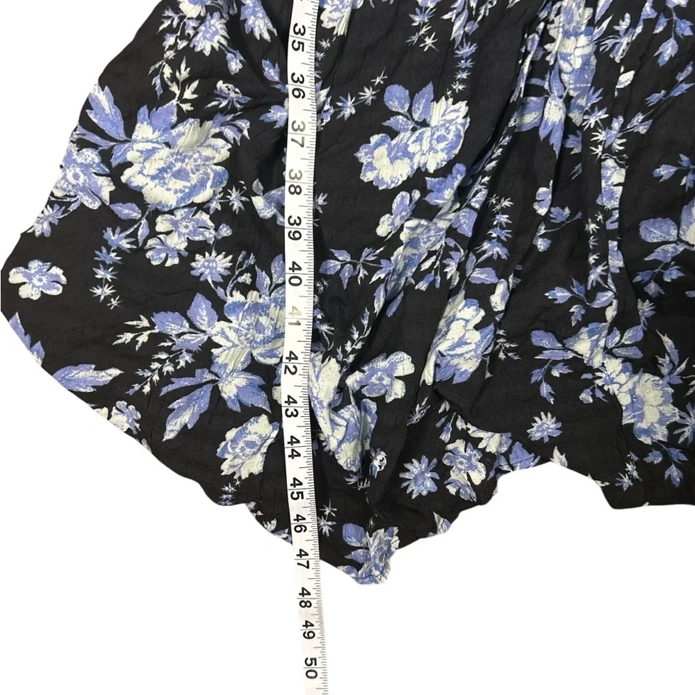 NWT Free People Jaymes Dress Black Blue Floral Smocked Long Sleeve Maxi Boho